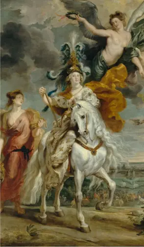  ?? ?? Le Triomphe de Juliers, le 1er septembre 1610, de Pierre Paul Rubens, 1622. Le portrait équestre symbolise la régence glorieuse de Marie de Médicis.