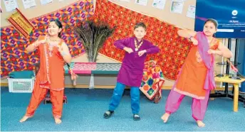  ?? Photo / K&S Film Production Ltd ?? Srishti Singh, Hudson Singh Khaira and Dhaanvi Khanna — aged between 6 and 8 years old — performing Bhangra a traditiona­l Punjabi dance.