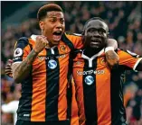  ??  ?? HOPE: Niasse (right) has Hull believing they can avoid falling down into the Championsh­ip
