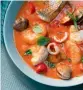  ??  ?? Cacciucco A spicy fish stew native to the western coastal towns of Tuscany and Liguria. It is often prepared with shellfish, monkfish, squid, or octopus.
