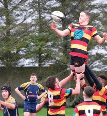  ??  ?? Sligo’s Micheal Broaders set to secure the ball for the U17s in their match with Ballinaslo­e.