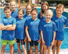  ?? Foto: Vögele ?? Sie vertraten den Nachwuchs des TSV Bad Wörishofen beim Schwimmwet­tkampf in Kaufbeuren (von links) Wladislav Lang, Lisa Haller, Nele Hempel, Paula Scholz, So phia Miller, Alisa Lang, Tjard Reinhardt und Sascha Mühlbauer.