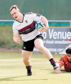  ?? ?? Winger Alex Turton touches down against London Welsh in a high-scoring match at Braywick Park in September. Photo: Paul Morgan.