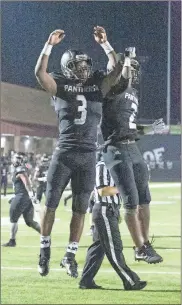  ?? / Bambara Aven, avenphoto.com ?? Jordan Blackwell (3) and A’zavier Blackwell (2) celebrate a score during Ridgeland’s victory over Heritage at Bowers and Painter Field.