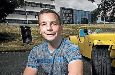  ?? PHOTOS: LAWRENCE SMITH/FAIRFAX NZ ?? ACT leader David Seymour pictured with the Lotus car he built from scratch as a 15-year-old.