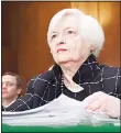  ?? (AP) ?? In this file photo, Federal Reserve Board Chair Janet Yellen prepares to testify on Capitol Hill in Washington, before the Senate Banking Committee hearing on: ‘The Semiannual Monetary Policy Report to the Congress.’