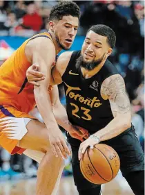  ?? RICK MADONIK TORONTO STAR FILE PHOTO ?? Fred VanVleet, right, was enjoying the best season of his career before COVID-19 brought the NBA to its knees.