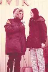  ?? JULIE MALONEY ?? John Kastner with Maloney in Inuvik, N.W.T. Pierre Trudeau, whom the Miss Canada winner had also dated, appeared on Kastner’s TV show.