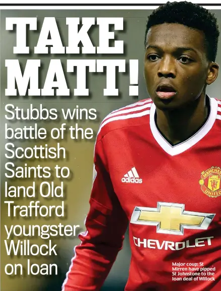  ??  ?? Major coup: St Mirren have pipped St Johnstone to the loan deal of Willock