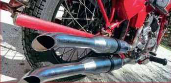  ??  ?? Right: There may be baffles inside the silencers. Then again, there may not. Rear stand clip is a good thing to use, too