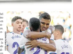  ?? ?? Las celebracio­nes son una constante en el cuadro merengue y querrán confirmarl­o si ganan la Champions.