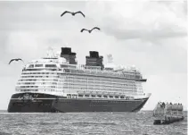  ?? JOE BURBANK/ORLANDO SENTINEL ?? Disney Dream departs Port Canaveral on March 9, 2020, the last sailing of the vessel since the pandemic shut down the cruise industry. A scheduled test sailing of the ship has been delayed.