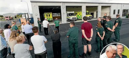  ?? PHOTOS: SIMON O’CONNOR/STUFF ?? A crowd of St John staff, architects, sponsors and representa­tives from constructi­on company Livingston­e gathered for a blessing of the building yesterday morning. Inset: Reverend Albie Martin and St John station manager and paramedic Megan Stewart.