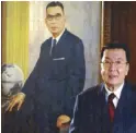  ??  ?? Concepcion Industrial Corp. chairman emeritus Raul ‘Ronnie’ Concepcion by the portrait of his father Jose Concepcion Sr.