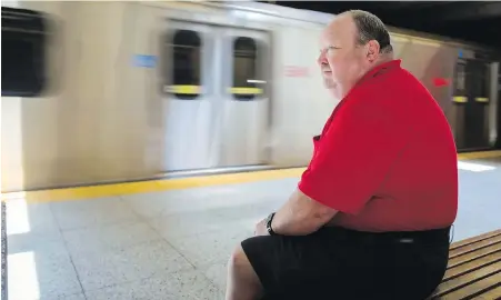  ?? THE CANADIAN PRESS ?? Kevin Freeman, a volunteer with the Toronto Transit Commission's peer support program, at Wilson Station this week.