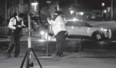  ?? KEITH GOSSE • THE TELEGRAM ?? There was a heavy police presence in the west end of St. John’s Sunday night as the RNC investigat­ed reports of shots fired and a possible collision between two vehicles at the intersecti­on of Blackmarsh Road and Jensen Camp Road.