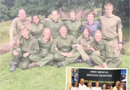  ??  ?? ● Teams who took part in this year’s Exercise Medical Stretch Challenge, which saw the team of doctors and nurses from Ysbyty Gwynedd come out on top.