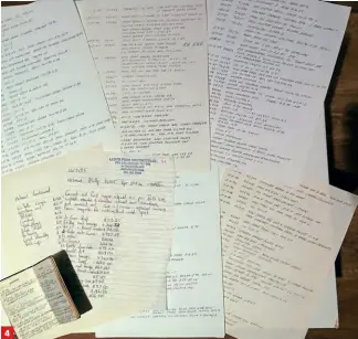  ??  ?? 42/ 3/ 4/ The priceless maintenanc­e notes Helmut kept on the RG500 all the way through until he stored the bike on February 12, 2002. On that day, by looks of his notes, he took the bike for a 52km ride then parked it. In 2013 he lubricated all cables and pivot points. Helmut kept immaculate notes on every detail of maintenanc­e from changing plugs to battery voltage, chain lubricatin­g, gearbox oil changing, fork oil, brake fluid. The bike was maintained by the book. A small handbook given to me by his family has all of the RG500 records in it. He also hand-wrote new copies on A4 paper before he passed away. The notebook goes back to 1972 and has all of his bikes like his RD250 and RD400, RD350LC and others in it with the same level of thorough maintenanc­e and notes as he kept on the RG500. Amazing…