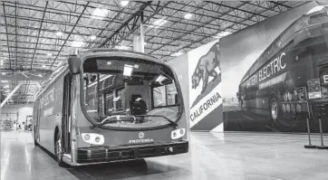  ?? Marcus Yam Los Angeles Times ?? PROTERRA’S CUSTOMERS include Foothill Transit, which covers 22 cities from downtown L.A. eastward. The agency operates 17 electric buses in its fleet, all from Proterra, and aims to go all electric by 2030.