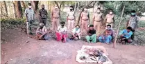  ??  ?? The 6 persons held for poaching wild boar in Coimbatore on Tuesday