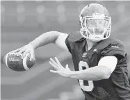  ?? TROY FLEECE / Leader-Post ?? Saskatchew­an Roughrider­s QB Tino Sunseri will be looking to secure his role as Darian Durant’s backup in tonight’s
game against the Edmonton Eskimos.