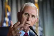  ?? ALEX BRANDON — THE ASSOCIATED PRESS FILE ?? Former Vice President Mike Pence speaks at a Coolidge and the American Project luncheon in the Madison Building of the Library of Congress on Feb. 16 in Washington.