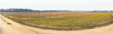  ?? FOTO: SCHICK ?? Auf der eingezäunt­en Fläche an der B311 zwischen Deppenhaus­en und Kirchen soll eine große PV-Anlage errichtet werden.