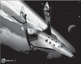  ?? Reuters ?? An artist’s conception of Virgin Galactic’s SpaceShipT­wo during a sub-orbital flight.