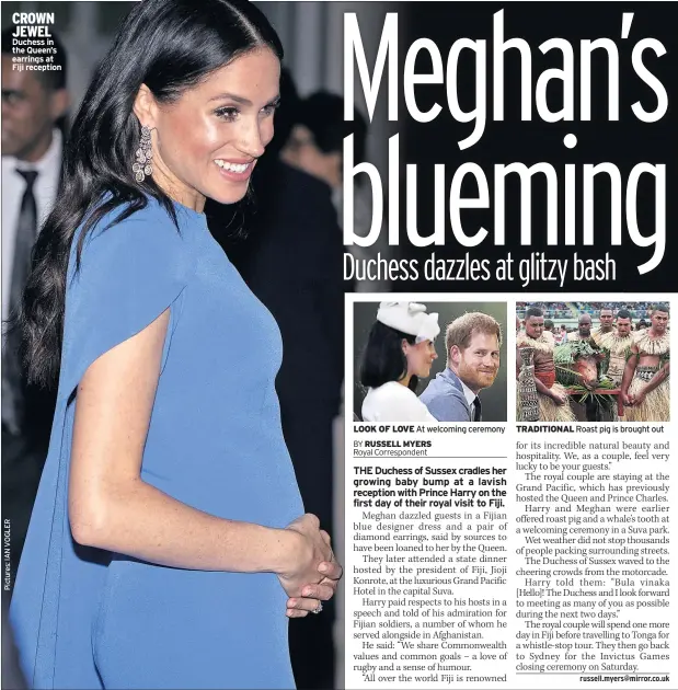  ??  ?? CROWN JEWEL Duchess in the Queen’s earrings at Fiji reception