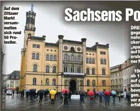  ??  ?? Auf dem Zittauer Markt versammelt­en sich rund 50 Protestler.