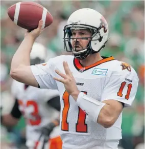  ?? LIAM RICHARDS/The Canadian Press ?? “The reason I’m a football player is because it gives me a pedestal to reach other people
and use my voice,” says B.C. Lions quarterbac­k Buck Pierce.