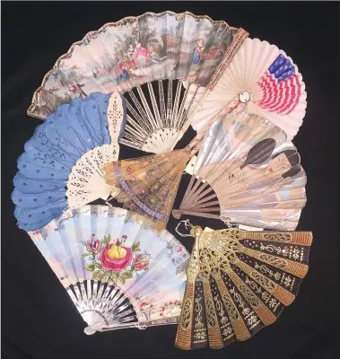  ?? Photo courtesy Debbie Weddle ?? Debbie Weddle’s collection includes European and American fans dating from the 1760s through 1926.