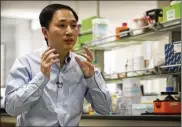  ?? MARK SCHIEFELBE­IN / ASSOCIATED PRESS ?? He Jiankui claims he helped make the first geneticall­y edited babies. Some critics have asked how He could have perpetrate­d such a scheme without some knowledge of the authoritie­s.