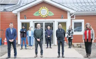  ?? KIRK STARRATT ?? A federal funding announceme­nt was made March 18 in Wolfville. From left are Kings-Hants MP Kody Blois, Luckett Vineyards winemaker Mike Mainguy and general manager Geena Luckett, Blomidon Naturalist­s Society president Soren Bondrup-Nielsen, Magic Winery Bus Ltd. operations manager David Hovell, Earth Rhythms president Celes Davar, Benjamin Bridge Vineyards head of hospitalit­y Brittany Parker and Wolfville Farmers' Market manager Kelly Marie Redcliffe.