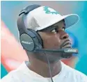  ?? JOHN MCCALL/SUN SENTINEL ?? Dolphins coach Brian Flores, who worked for the Patriots last season, says New England’s winning stems from continuity.