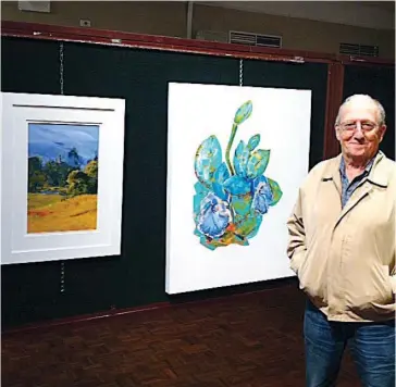  ??  ?? Above: Regular Gippsland exhibitor David Littlefiel­d presents his artwork.