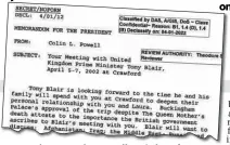  ??  ?? SECRET: Memo sent to Bush by Colin Powell. Above: Extracts with annotation­s
explaining the context