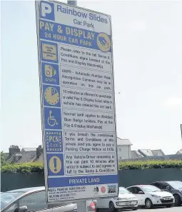  ??  ?? Unfair charge Drivers have made numerous complaints about signage and fines at Rainbow Slides car park in the past