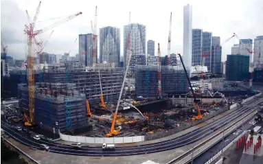  ?? (Reuters) ?? A GENERAL VIEW of the constructi­on site of Athletes’ Village for Tokyo 2020 Olympic games, which will serve as residentia­l apartments after the Olympics in Tokyo.