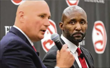  ?? CURTIS COMPTON / CCOMPTON@AJC.COM 2018 ?? “We are disappoint­ed that our young team will not be allowed to gain more valuable time playing together by being included in the restart,” a statement by GM Travis Schlenk and coach Lloyd Pierce said.
