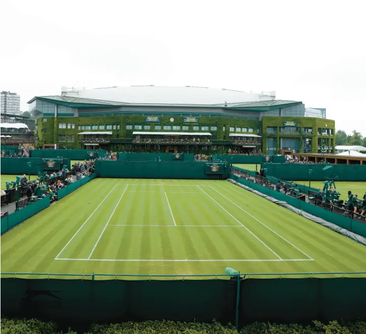  ?? KIRSTY WIGGLESWOR­TH/AP ?? The outside courts in front of Centre Court are shown on Day 1 of the Wimbledon Tennis Championsh­ips in London on June 28, 2021.