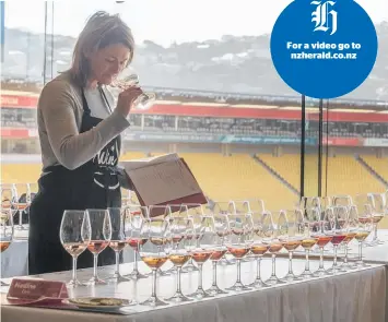  ?? Photos / Supplied ?? New World Wine Awards judge Nadine Cross gives her palate a workout.