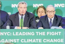  ??  ?? Gang that can’t shoot straight: Mayor de Blasio, Comptrolle­r Scott Stringer and the city are headed for disappoint­ment in their anti-fossil fuels crusade.