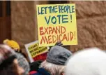  ??  ?? A rally to expand Medicaid was held at the Capitol in Austin last year. Time is running out for Texas to deal with the feds.