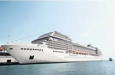  ??  ?? ON THE HIGH SEAS: Cruise line MSC’s new ship, Musica, will make its debut on local waters in November.