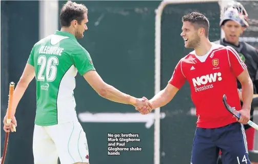  ??  ?? No go: brothers Mark Gleghorne and Paul Gleghorne shake hands