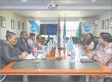  ?? (Courtesy pic.) ?? Minister of Foreign Affairs and Internatio­nal Cooperatio­n Thuli Dladla (L) during the courtesy call to Chileshe Mpundu Kapwepwe (R), Secretary General of the Common Market for East and Southern Africa.