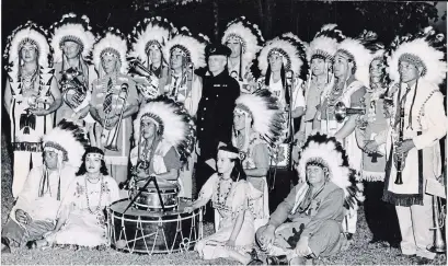  ?? ELLIS LITTLE LOCAL HISTORY ROOM, WATERLOO PUBLIC LIBRARY ?? Receiving most of the attention and applause at the 1949 band festival was the Band of the Six Nations from Ohsweken, directed by D.E. Mitson.