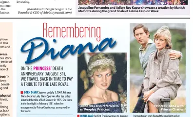  ??  ?? Diana was also referred to as ‘People’s Princess’ Princess Diana with Princes Charles