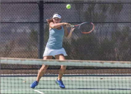  ?? Cory Rubin/The Signal ?? West Ranch senior Jordyn McBride goes for a backhand shot in a match against Arcadia at West Ranch High School on Aug. 27.